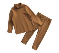Short Pjs for Girls Button Down Satin Comfortable Elegant Pyjamas T-Shirt and Pants 2 Pieces Sleeved Jammies Colorful Printed Unisex Kid Sleeve Sets Coffee