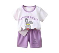 Short Pjs for Girls Sleeve Satin Sets Summer Pack of 2 Pyjamas Set Kids Sleepwear Children Outfit Toddler Clothes Purple