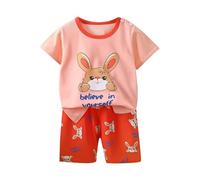 Short Pjs for Girls Sleeve Satin Sets Summer Pack of 2 Pyjamas Set Kids Sleepwear Children Outfit Toddler Clothes Red