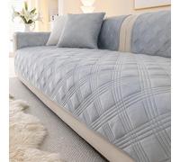 Short Plush Couch Cover for Dogs Pets, Non Slip Fluffy Soft L Shaped Armrest Backrest Sofa Slipcover for 3 Cushion, Washable Furniture Protector Light-Gray 30x50cmPillowCase