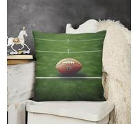Short Plush Throw Pillow Covers 16x16 Soft Decorative Cushion Cases with Double-Sided American Football Field Ball Sport Print Invisible Zipper for Sofa Couch Chair Bedroom Living Room Car Decor