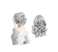 Short Ponytail Extension - 10 Inch Loose Curly Wavy Drawstring Comb Clip Hair for Women Hair Extension for Daily Use(Silver Grey)