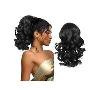 Short Ponytail Extension - 10 Inch Loose Curly Wavy Drawstring Comb Clip Hair for Women Hair Extension for Daily Use(Black)