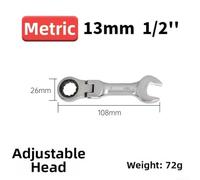 Short Profile Ratchet Wrench for Fastening Applications Where Clearance Is Restricted by Brackets Housings or Members (13mm)