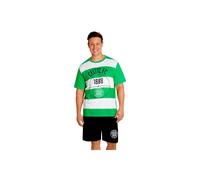Celtic F.C. Mens Short Pyjamas Set, Breathable Loungewear - Celtic Gifts (Green/White, S)
