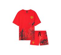 Get Trend Manchester United F.C. Mens Pyjamas Set Short PJs Soft Breathable Nightwear Sleepwear Summer Lounge Set Mens Gifts (2XL, Red Man United)