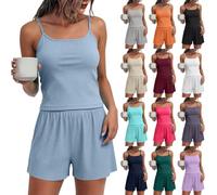 Short Pyjamas For Women Womens Short And Vest Pyjamas Set Ultra Soft Ribbed Sleepwear Sexy Camisole And Shorts Tank Top Lounge Set With Adjustable Straps Summer Sleeveless Tank Top And Short