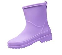 Short Rain Boots for Womens Ankle Rainboot Garden Boot Ladies Rubber Outside Work with Comfort Boot Rain Women (Purple, 6)