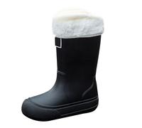 Short Rain Boots for Womens Ankle Rainboot Garden Boot Ladies Rubber Outside Work with Comfort Short Galoshes Women (Black, 6.5)