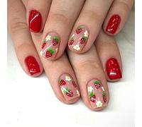 Short Red Press on Nails Cute Strawberry False Nails