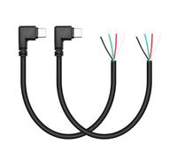 Short Right Angle USB C to 4 Pin Bare Wire Open End Wire 11inch, 90 Degree USB Type C Male Plug 4 Pin Pigtail Power and Data Cable 22AWG 5V/3A for USB Type C Device Replacement Repair DIY Cable(2Pcs)