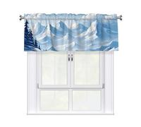 Short Rod Pocket Curtain Valance, White Snow Mountain Cloud Scenery Window Treatment for Kitchen Bedroom Bathroom, 1 Panel, 54" W x 18" L