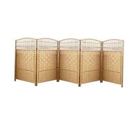 Short Room Partition,Freestanding Weave Screen,Folding Decorative Divider,40x80cm(15.74 X 31.49in) for Office Dormitory Study Room(Wood color,80x40cm-5 panels)