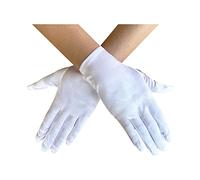 Short Satin Opera Gloves, Formal Dancing or Wedding Bridal Glove for 80s & 90s Themed Tea Party or Evening Dance WG-S-G1, White, One Size