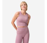 Short - Seamless Ribbed Tank Top - Built-in Bra - Purple With A Washed-out Effect