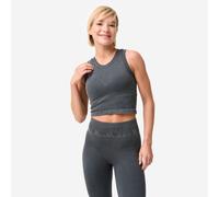 Short - Seamless Ribbed Tank Top With Built-in Bra - Grey With A Washed-out Effect