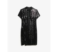 Short sequin dress with mao collar for women Superdry Noir M