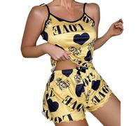 Short Sets For Women 2 Piece Outfits - Summer Silk Pjs For Women Sets - Silky Pyjama Set Nightwear Size 18 Silk Short Pjs Set Petite Pyjamas Pj Shorts Satin Pyjamas Loungewear Yellow