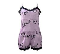 Short Sets For Women 2 Piece Outfits - Summer Silk Pjs For Women Sets - Silky Pyjama Set Nightwear Size 18 Silk Short Pjs Set Petite Pyjamas Pj Shorts Satin Pyjamas Loungewear (B-Purple, M)