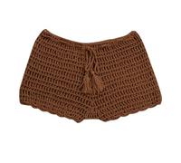 Short Shorts for Women Casual Knitted Crochet Comfort Elastic Waist Solid Color Hollow Out Summer Lounge Shorts Pants