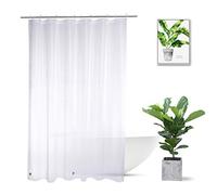Short Shower Curtain Liner 72 x 65 Inch, Waterproof Frosted Plastic Shower Liner with Rustproof Metal Grommets and 3 Weights for Bathroom