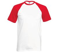 Short-sleeve baseball t-shirt by Fruit of the Loom s m l xl xxl various colours. - white - Small