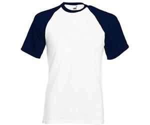 Short-sleeve baseball t-shirt by Fruit of the Loom s m l xl xxl various colours. - white - XX-Large