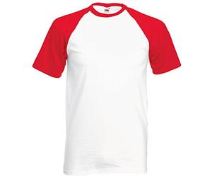 Short-Sleeve Baseball T-Shirt By Fruit of the Loom - White/Red - Size: L
