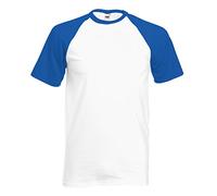 Short-Sleeve Baseball T-Shirt By Fruit of the Loom - White/Royal Blue - Size: L