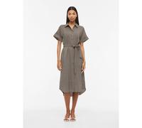 Short Sleeve Belted Midi Dress Brown