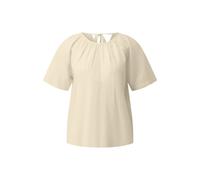 Short Sleeve Blouse in Mixed Linen with Gathered Design and Bow for Women s.Oliver Beige 42