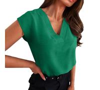 Short Sleeve Blouses for Women UK My Orders, V Nevk Plus Size Women's Tops and Blouses Comfortable Button Down Lightweight Holiday Clothes Sales Green