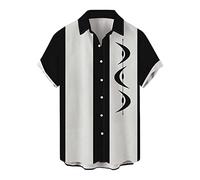 Short Sleeve Bowling Shirt Mens Retro Hawaiian Shirt Beach Holiday Classic Regular Fit Band T Shirts Rockabilly Style Hawaii Shirts Shiteshirts Tropical Shirts for Men Aloha White