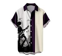 Short Sleeve Button Up Shirt Men, Summer Cool Shirts/Beach Shirt with Lapel Collar Music Note Prints Shirts Tops Lightweight Breathable Short Shirt Blouse, Mens Summer Holiday T Shirt