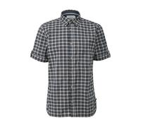 Short-Sleeve Checked Cotton Blend Shirt s.Oliver Bleu 2XL