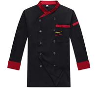 Short Sleeve Classic Chef Jacket Black Long Jackets Professional Safety Protective Sleeve/Short for Men Chefs Pink (Black, XL)