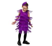 Short Sleeve Dress Girl Girls Flapper Dress Sequins Fringe Latin Dance Dress Tassel Tango Dress Tight Dress for Girl 4-6 Years Red