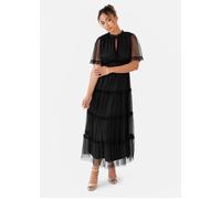 Short Sleeve Frill Midaxi Dress Anaya with Love Black 22