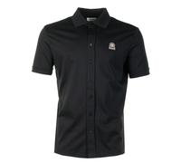 Short Sleeve Full Button Interlock Shirt Black, Large