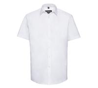 Short Sleeve Herringbone Shirt Russell Easy Care 963M Mens Mans BLUE or WHITE