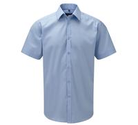 Short Sleeve Herringbone Shirt Russell Easy Care 963M Mens Mans BLUE or WHITE