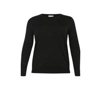 Short-sleeve knitted top for women KAFFE Curve Lizzy Noir XL