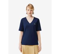 Short sleeve Lacoste V Neck Logo t-shirt navy blue woman - 36