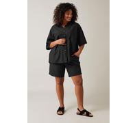 Short Sleeve Linen Shirt Evans Black 22-24