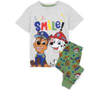 Paw Patrol Boys Pyjamas Kids Girls Chase Marshall Smile Pjs Sets | Short Sleeve Grey T-Shirt With Green Long Bottoms | Children TV Series Merchandise 4-5 Years