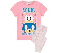 (7-8 Years) Sonic The Hedgehog Pyjamas for Girls | Kids Amy Rose Pink T Shirt & Long Legging Trousers Pjs Set | Gamer Clothing Merchandise