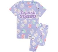 (10-11 Years) Squishmallows Short Sleeve Long Leg Pyjama Set (Unisex Kids Purple)