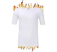 Short Sleeve Men Thermal T-Shirt, Warm Winter Brushed Inside Base Layer Underwear Top Vest (UK, Alpha, S, Regular, Regular, White)
