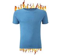 Short Sleeve Men Thermal T-Shirt, Warm Winter Brushed Inside Base Layer Underwear Top Vest (UK, Alpha, XXL, Regular, Regular, Blue)
