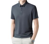 Short Sleeve Mesh Ice Silk T Shirt Men Quick Dry Breathable Casual Polo Shirt Summer Classic Fashion Casual Business Anti-Wrinkle T-Shirt, gray, L